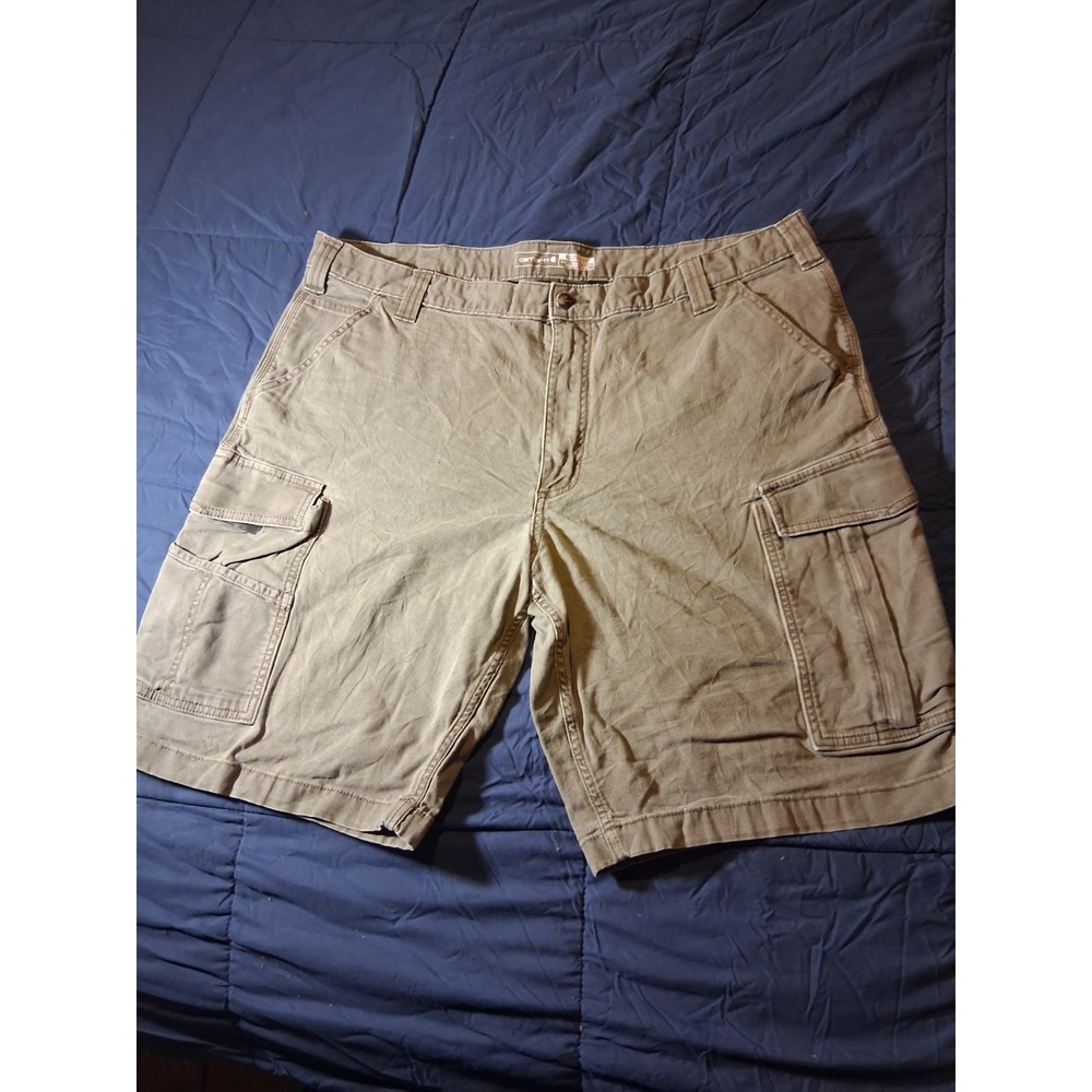 Carhartt Relaxed Fit Canvas Work Shorts Mens Size 42‎ Khaki Utility Cargo Rugged
